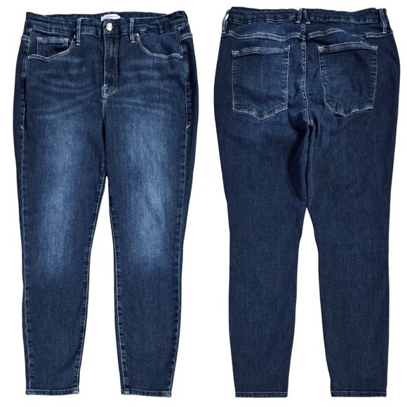Good American Good Legs Crop Skinny Jeans Dark Wash Stretch GLC899T BLUE 260 - Picture 1 of 9